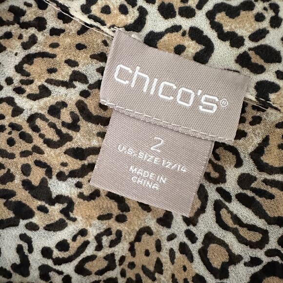 CHICOS | Women’s Animal-Print Shirt Size 2 Large Long Sleeve Button Down Blouse - Picture 4 of 12